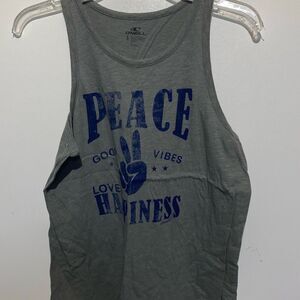 O'Neill Men's Gray Peace Happiness Graphic Standard Fit Tank Top Size Small